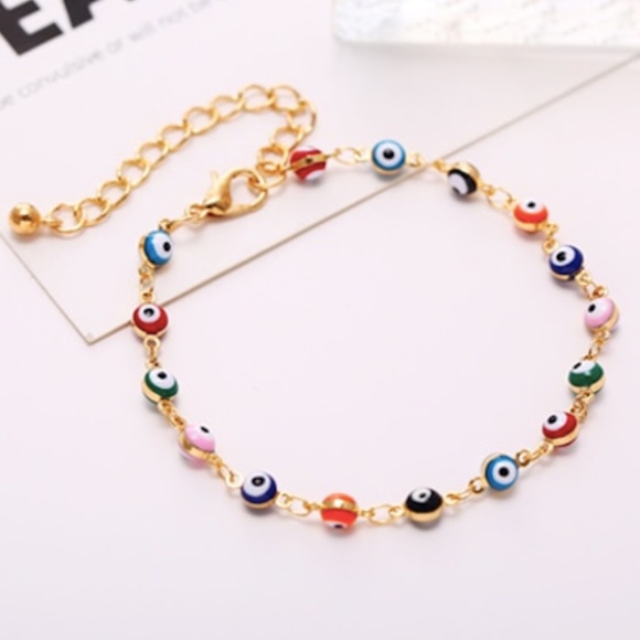 Boutique Jewelry - Colorful Evil Eye Anklet